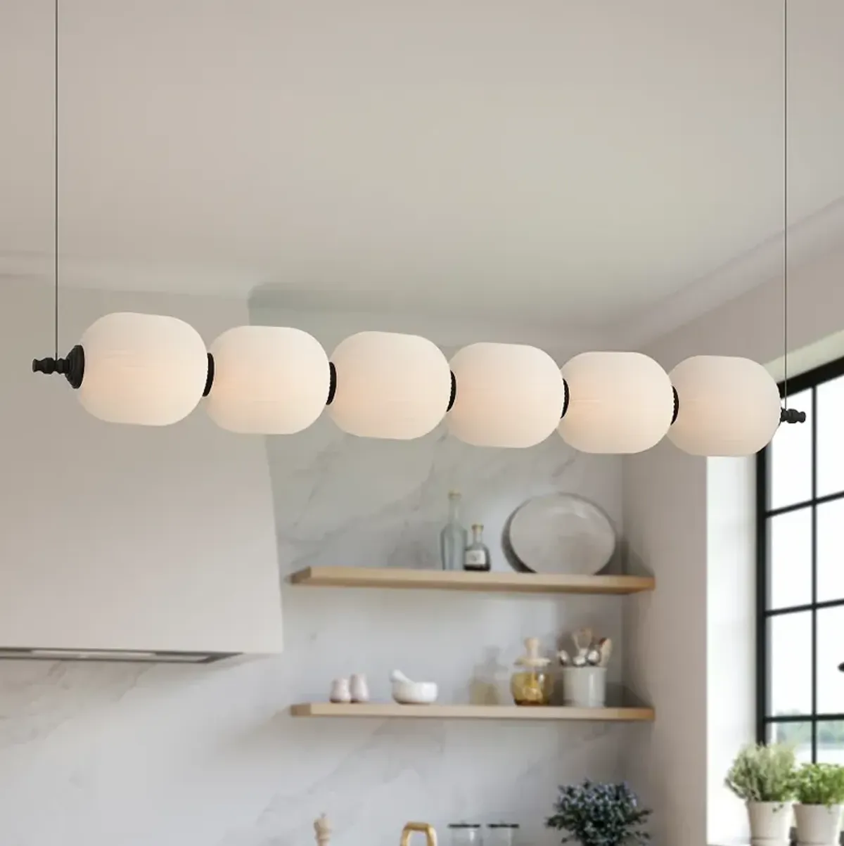 Possini Euro Phobos 42 1/4"W Black and White LED Linear Pendant Light