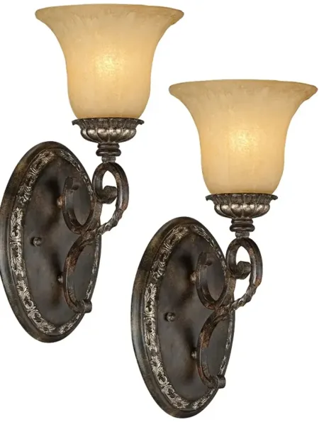 San Marino Bronze and Gold 14 1/2" High Wall Sconce Set of 2