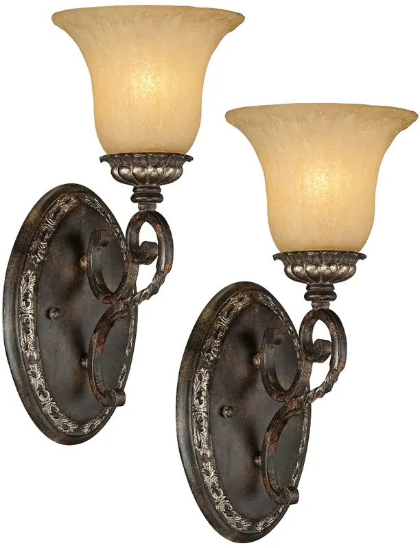 San Marino Bronze and Gold 14 1/2" High Wall Sconce Set of 2