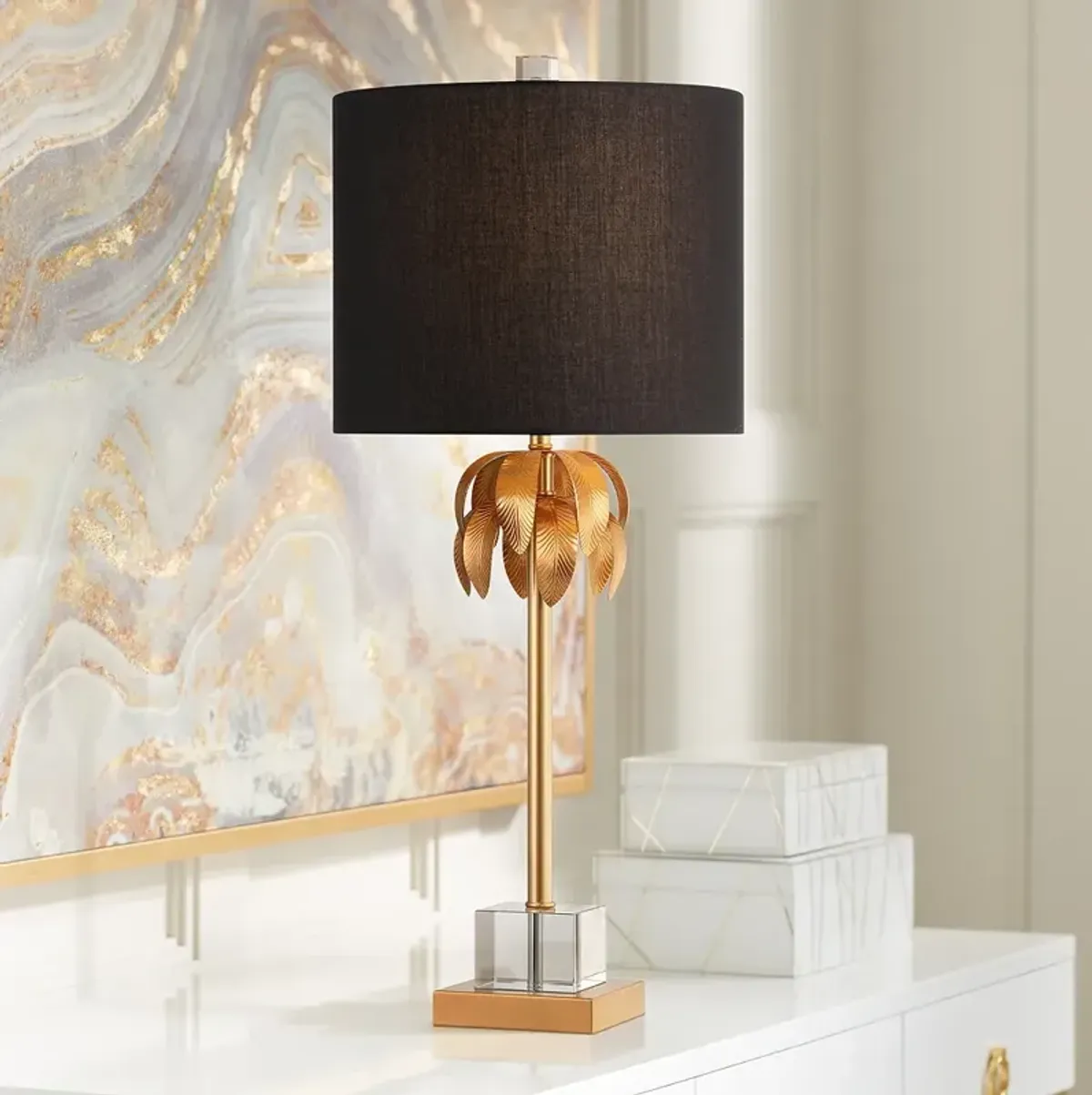 Vienna Full Spectrum Monaco 27 1/2" High Crystal and Brass Table Lamp