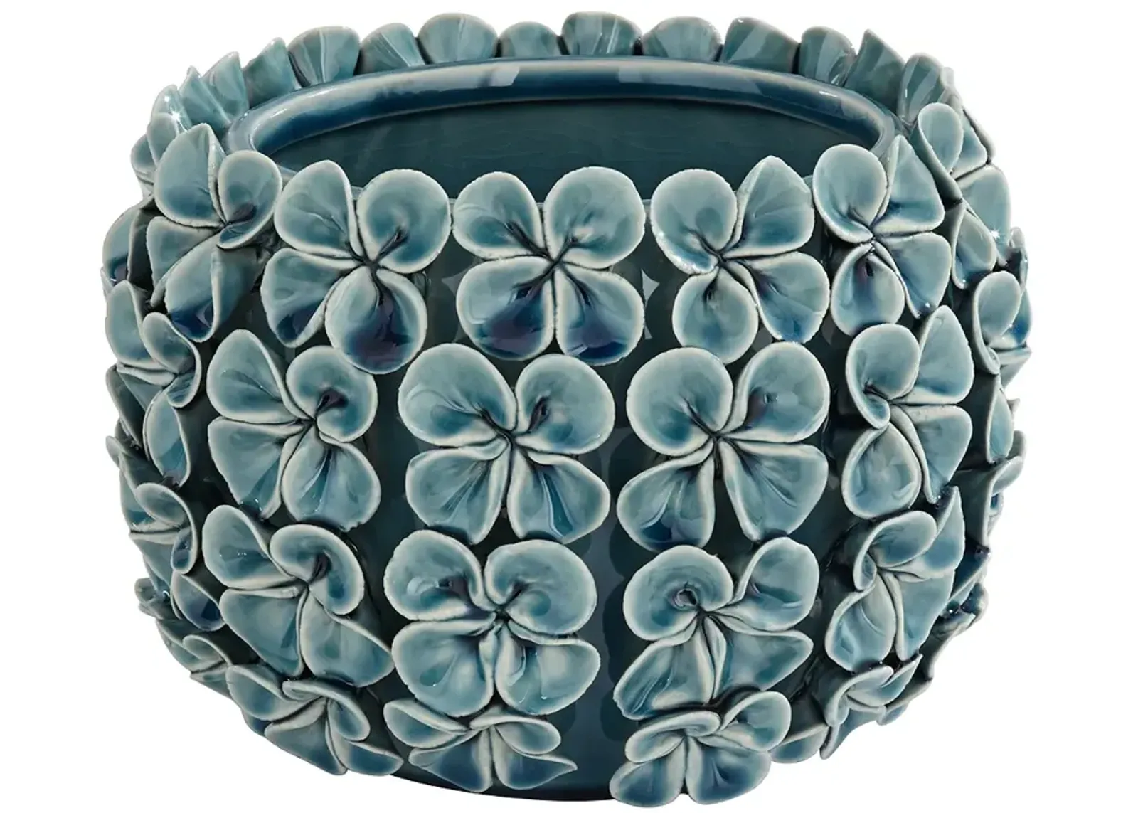 Vivienne 7 1/2" Wide Blue Floral Decorative Vase