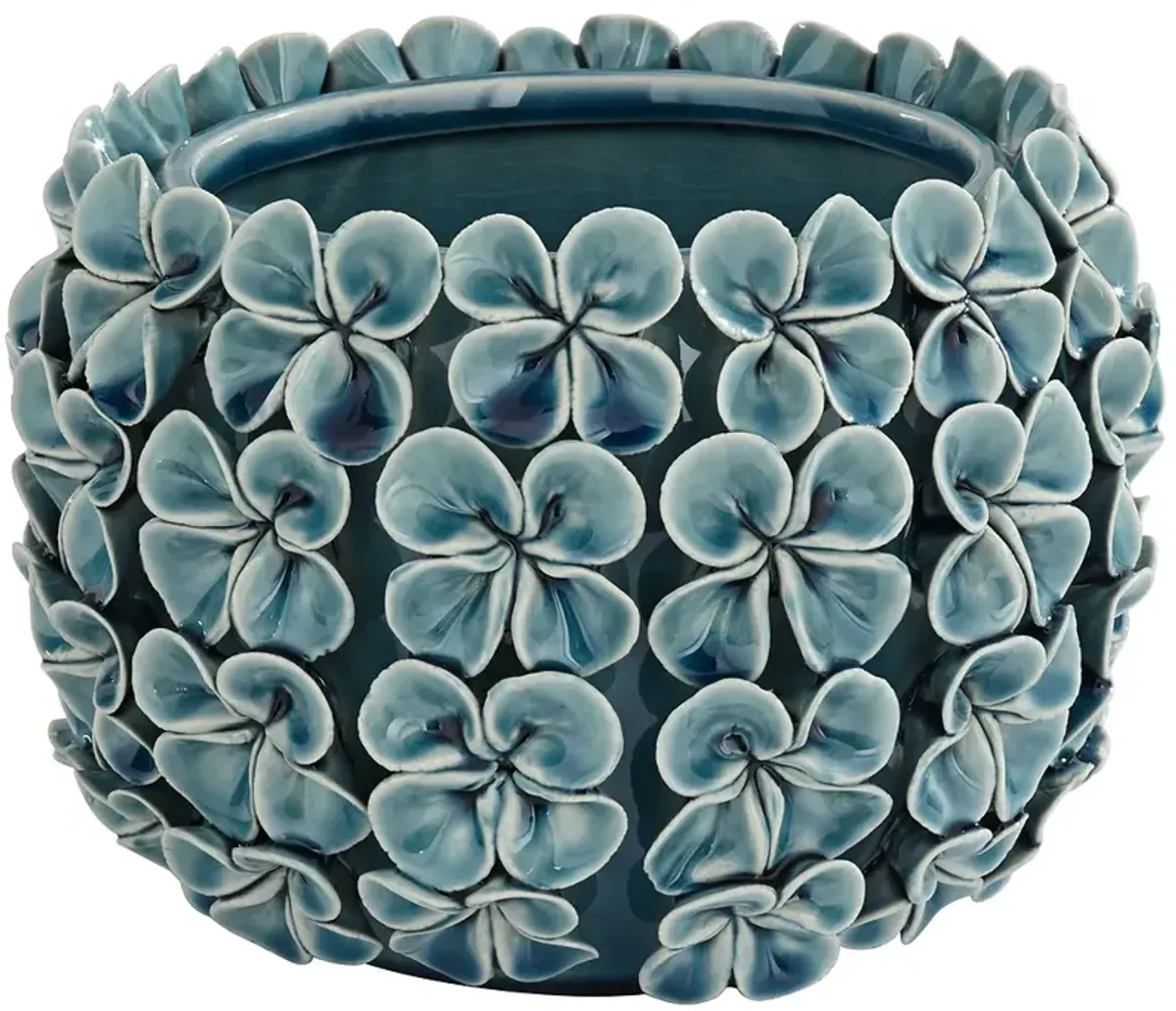 Vivienne 7 1/2" Wide Blue Floral Decorative Vase