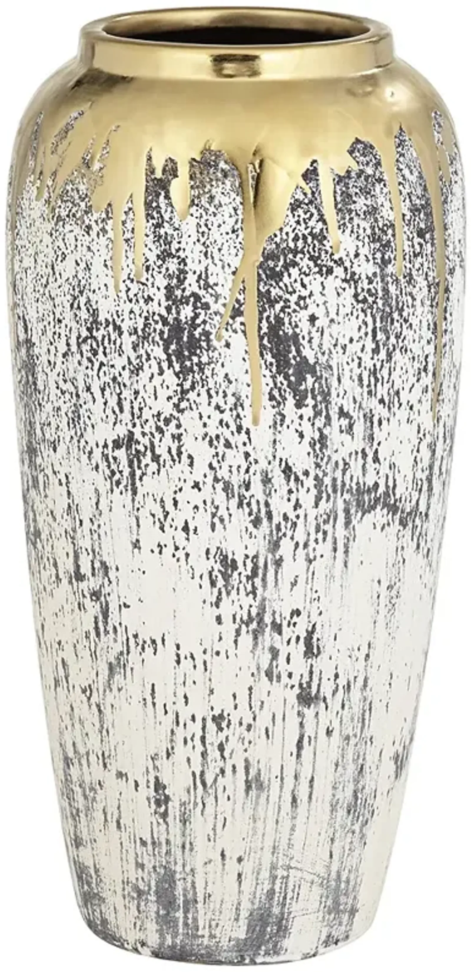 Blythe 14" High Matte Gold and Gray Decorative Vase