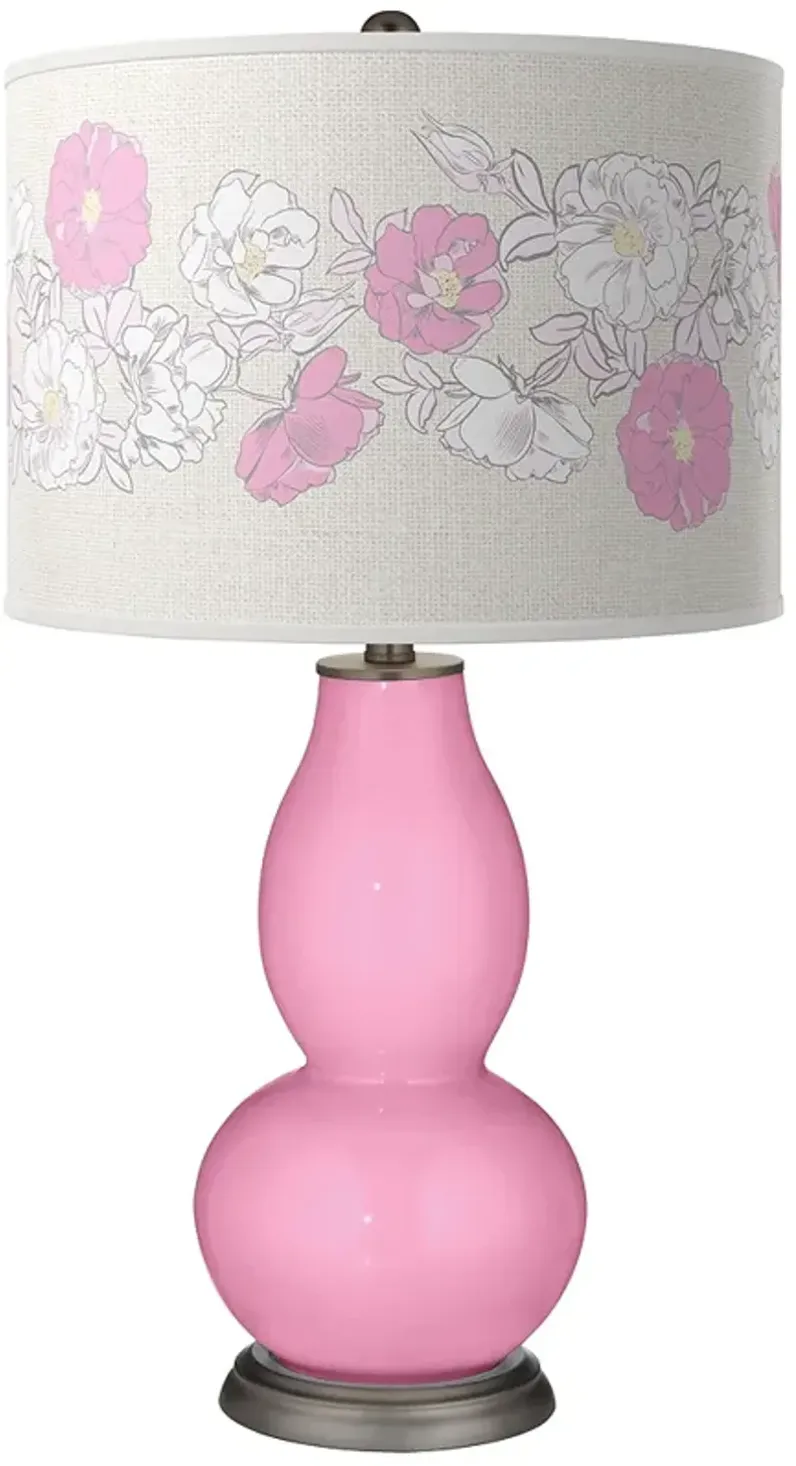 Color Plus Double Gourd 29 1/2" Rose Bouquet Candy Pink Table Lamp