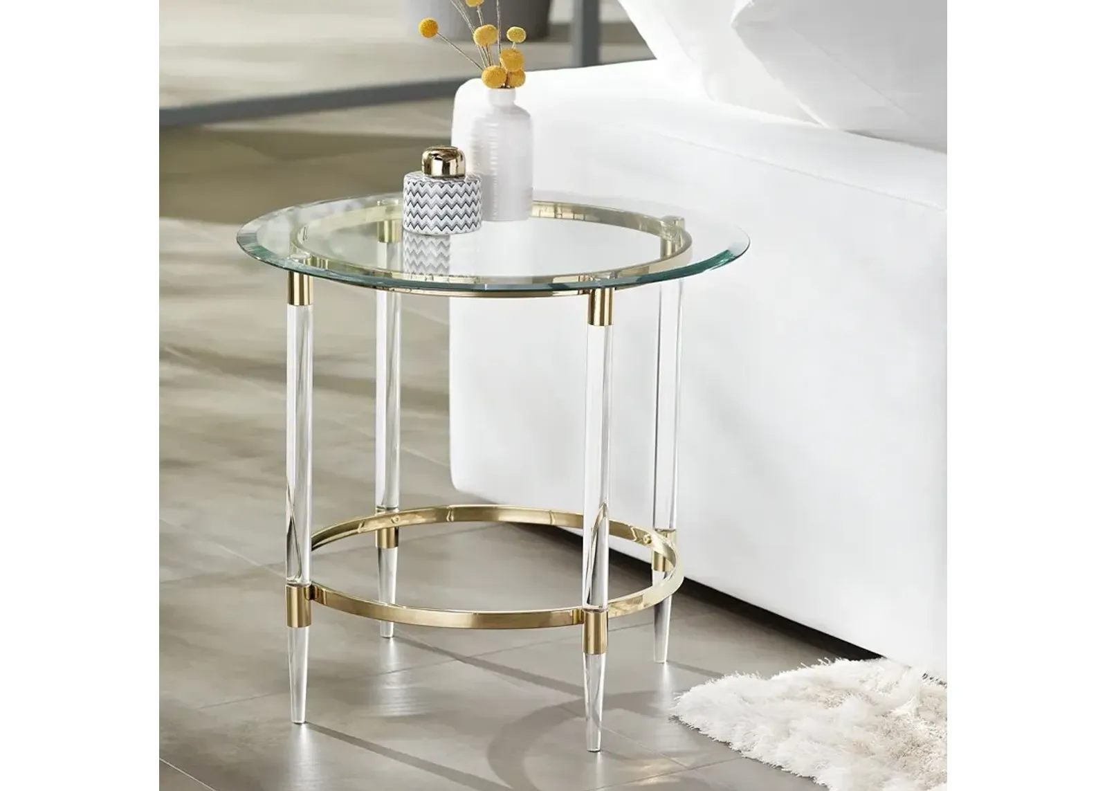 55 Downing Street Saarinen 24 1/4" Wide Gold and Glass Side Table