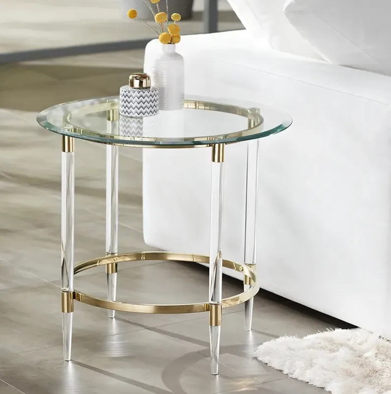 Saarinen 24 1/4" Wide Gold and Glass Side Table