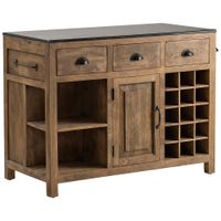 Bengal Manor 46 1/2"W Mango Wood and Granite 3-Drawer Kitchen Island