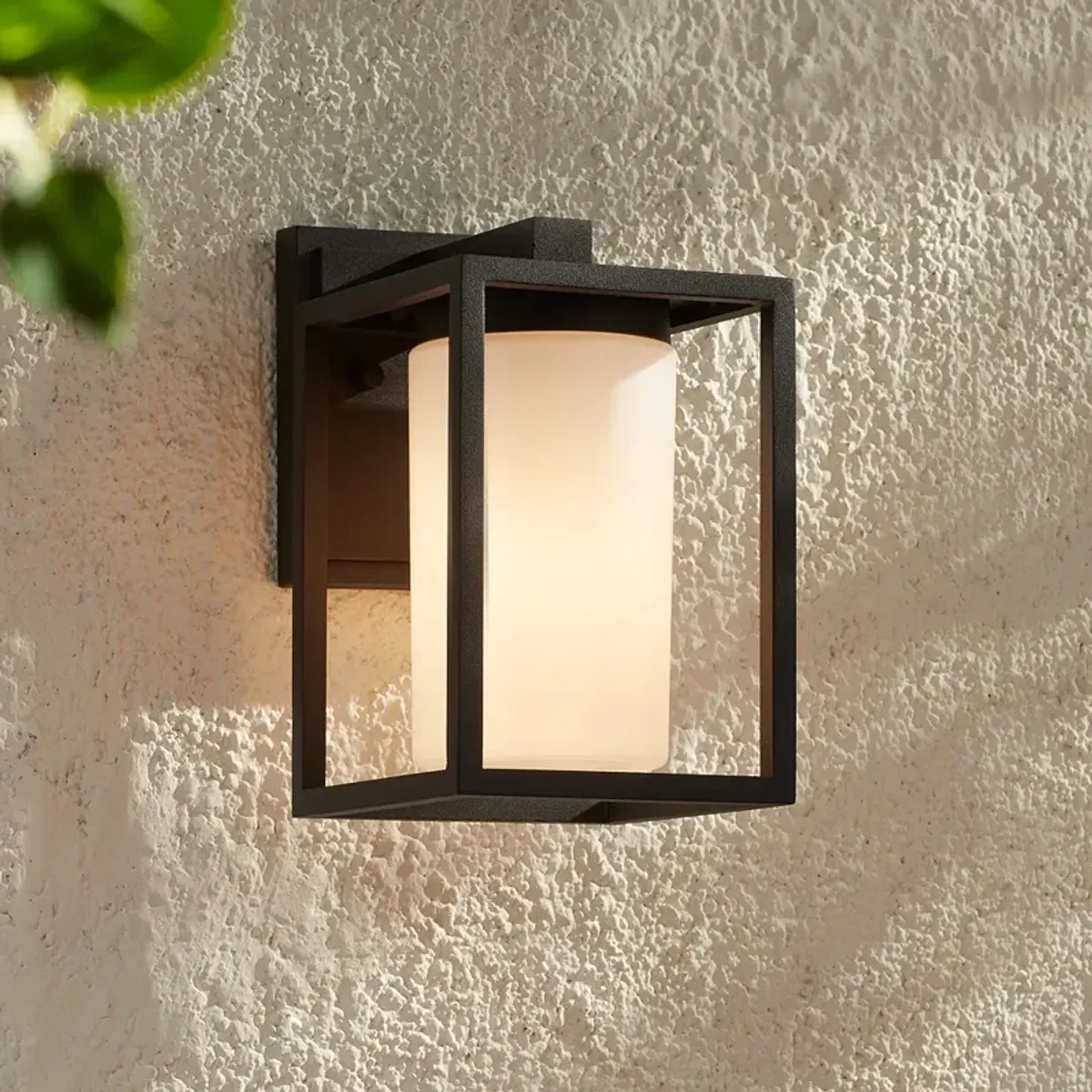 John Timberland Kennedy 9 1/4" High Sand Black Outdoor Wall Light