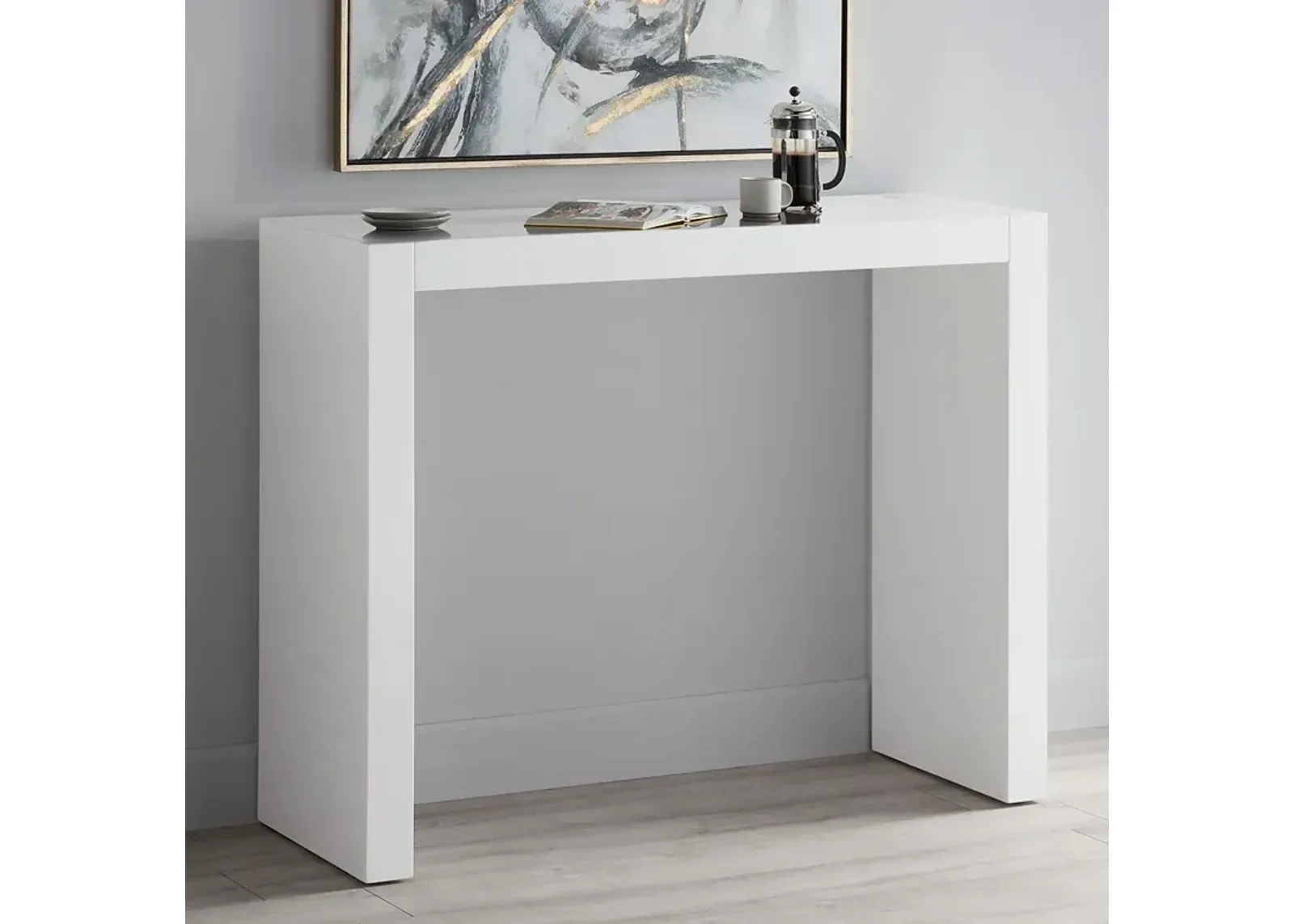 55 Downing Street Jessa 50" Wide Gloss White Bar Table