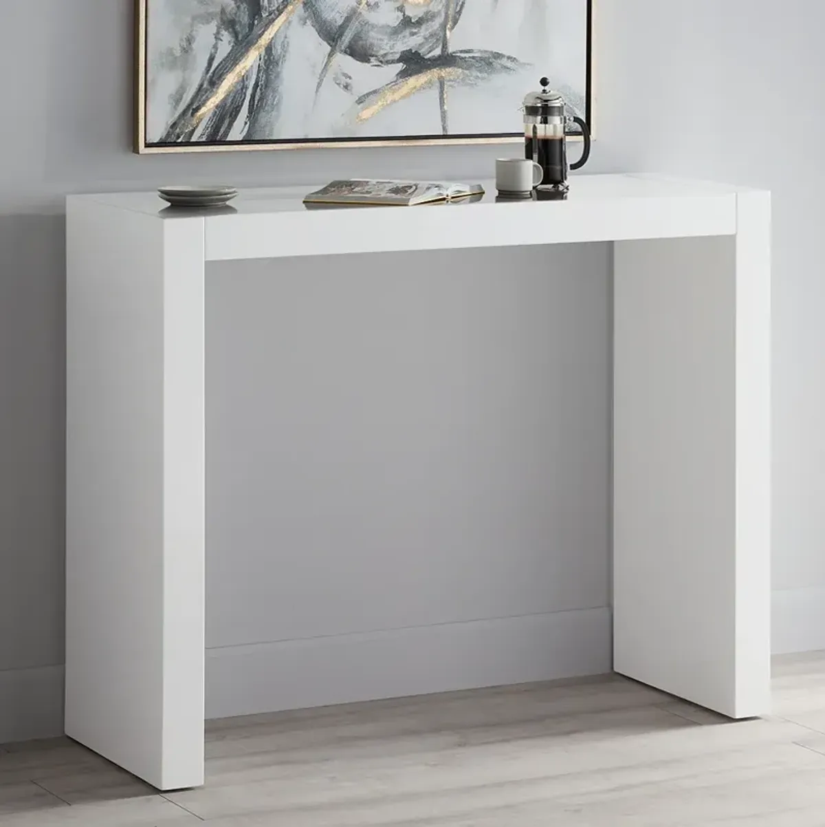 Studio 55D Jessa 50" Wide Gloss White Bar Table