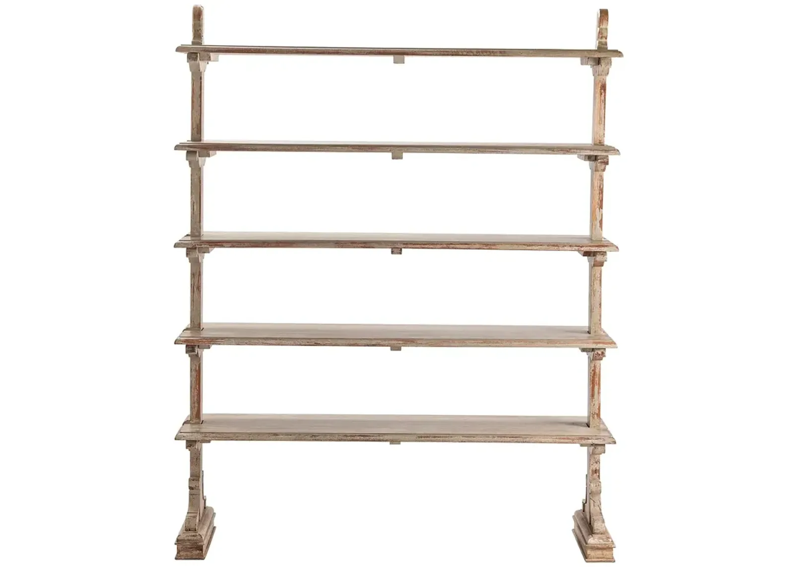 Bengal Manor 75" High 5-Tier Mango Wood Aged Ash Open Bookshelf