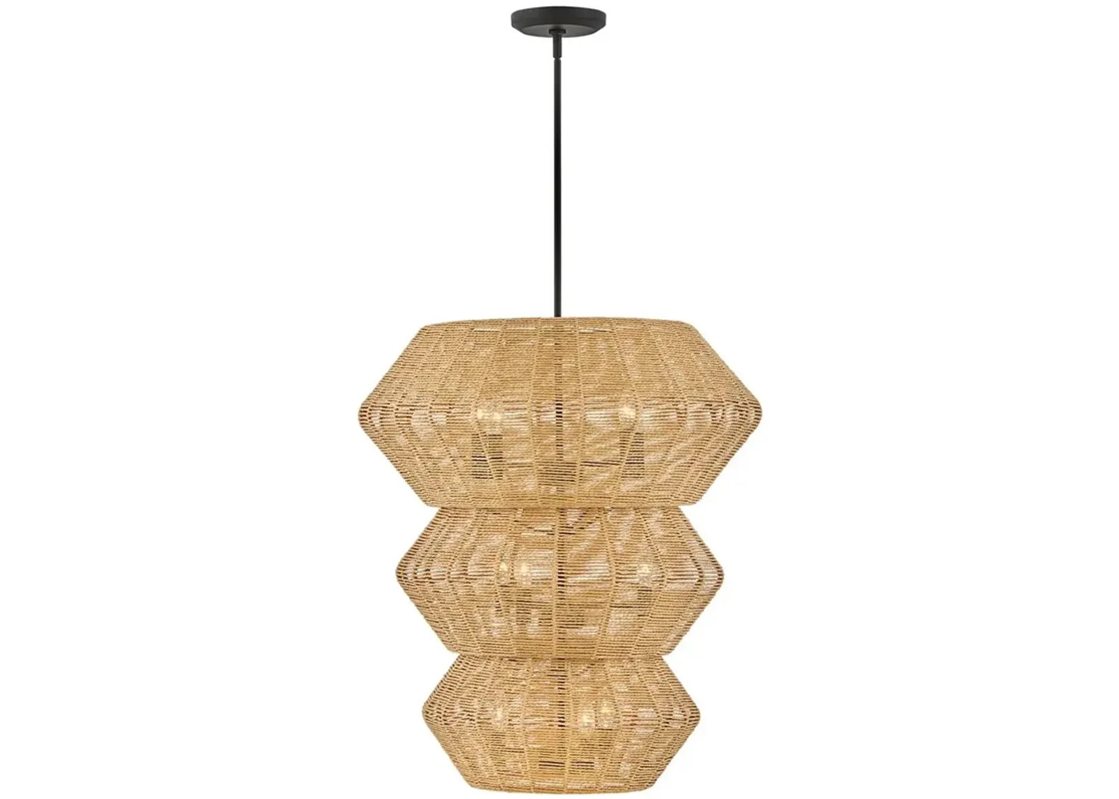 Luca 27 3/4" Wide Black Camel Rattan 10-Light Chandelier