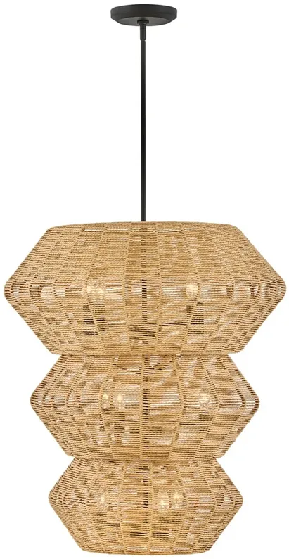 Luca 27 3/4" Wide Black Camel Rattan 10-Light Chandelier