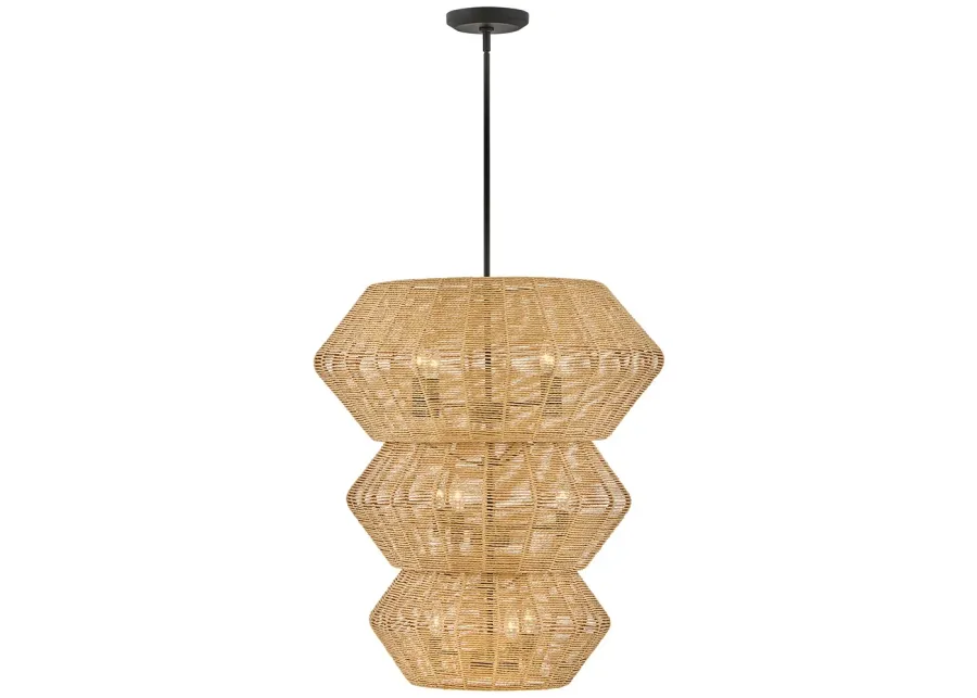 Luca 27 3/4" Wide Black Camel Rattan 10-Light Chandelier