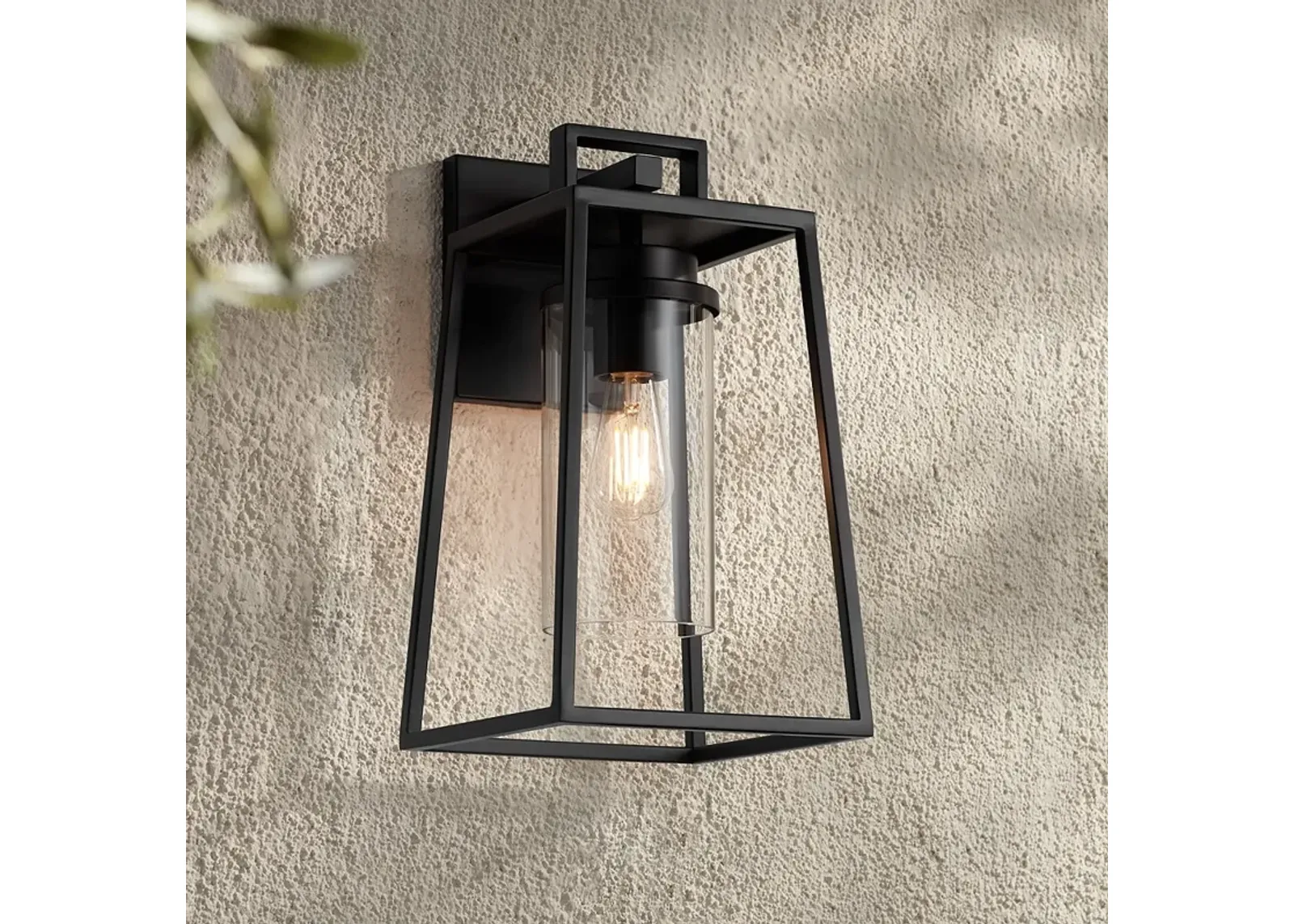 Possini Euro Jersey 17" Matte Black Outdoor Wall Light