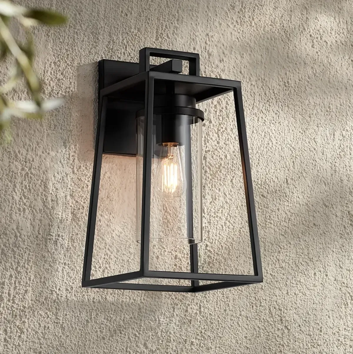 Possini Euro Jersey 17" Matte Black Outdoor Wall Light