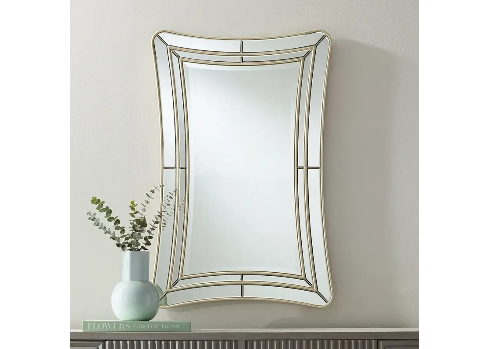 San Simeon Matte Champagne 26" x 40" Rectangular Wall Mirror