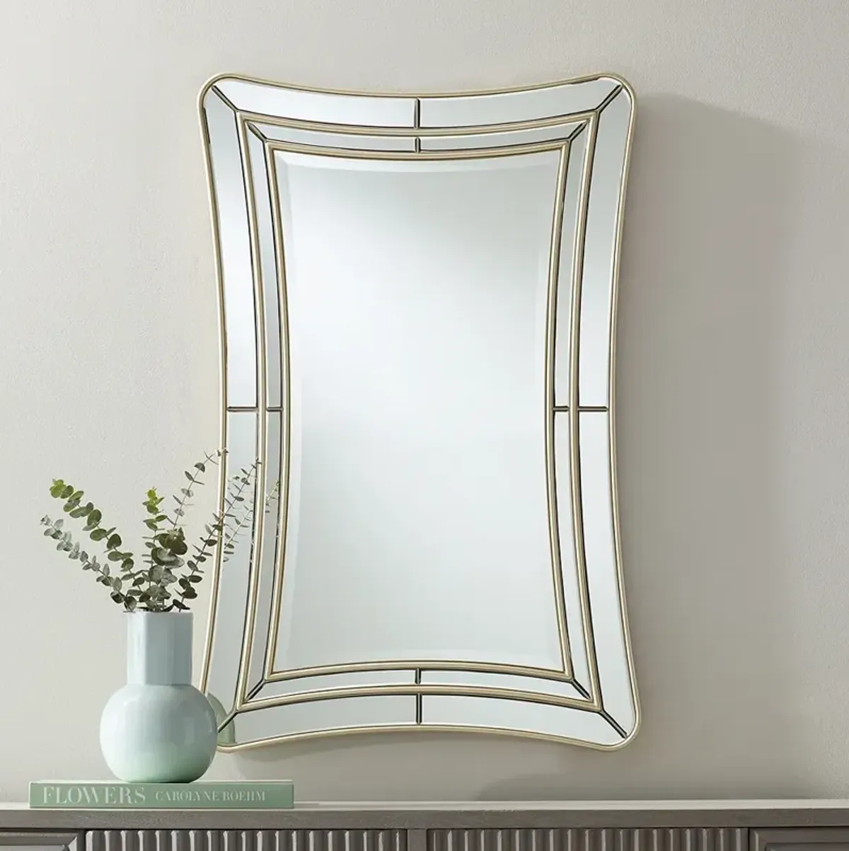 San Simeon Matte Champagne 26" x 40" Rectangular Wall Mirror