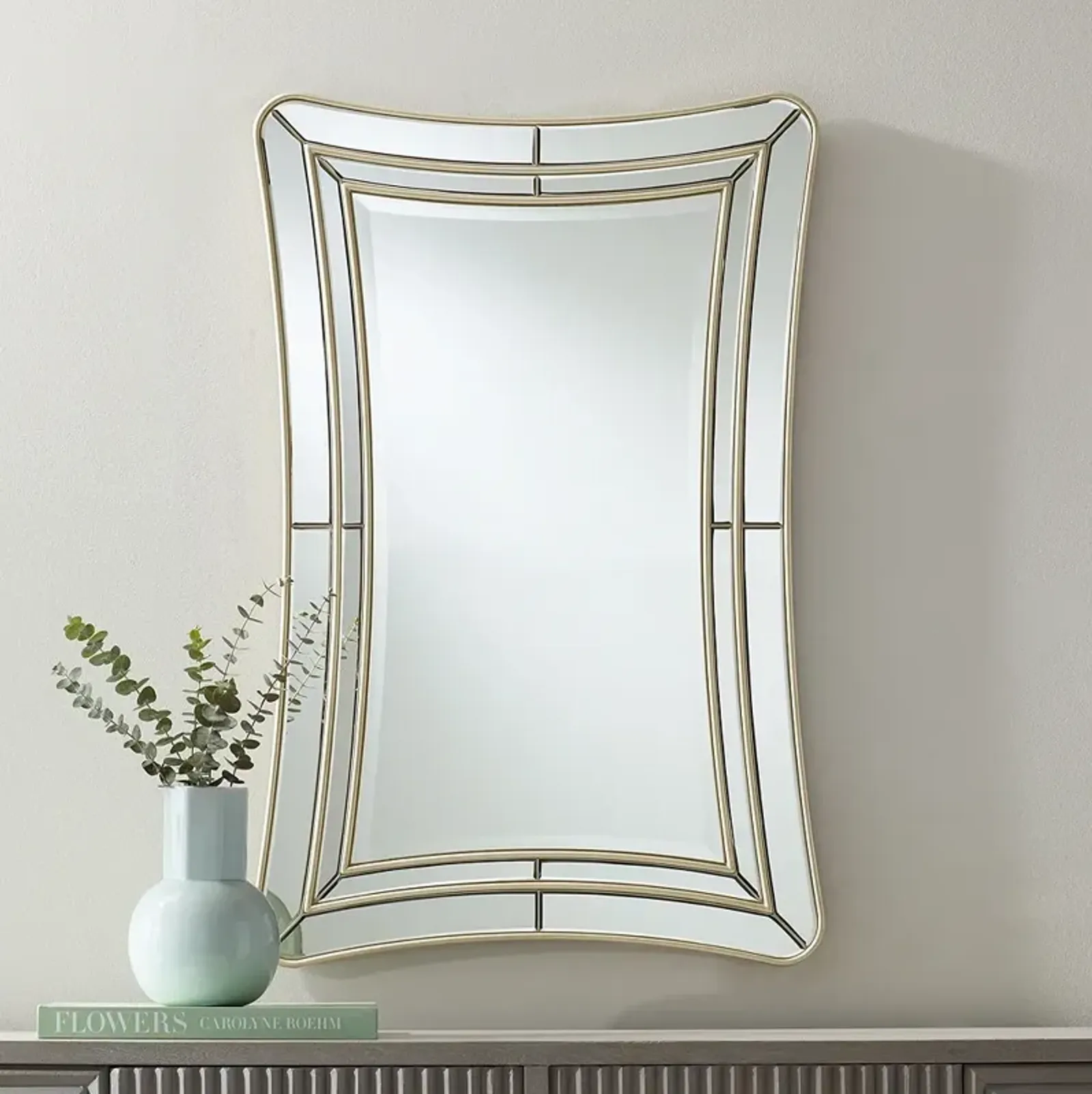 San Simeon Matte Champagne 26" x 40" Rectangular Wall Mirror