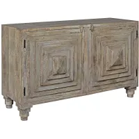 Bengal Manor 54" Wide Mango Wood Pyramid 2-Door Cabinet