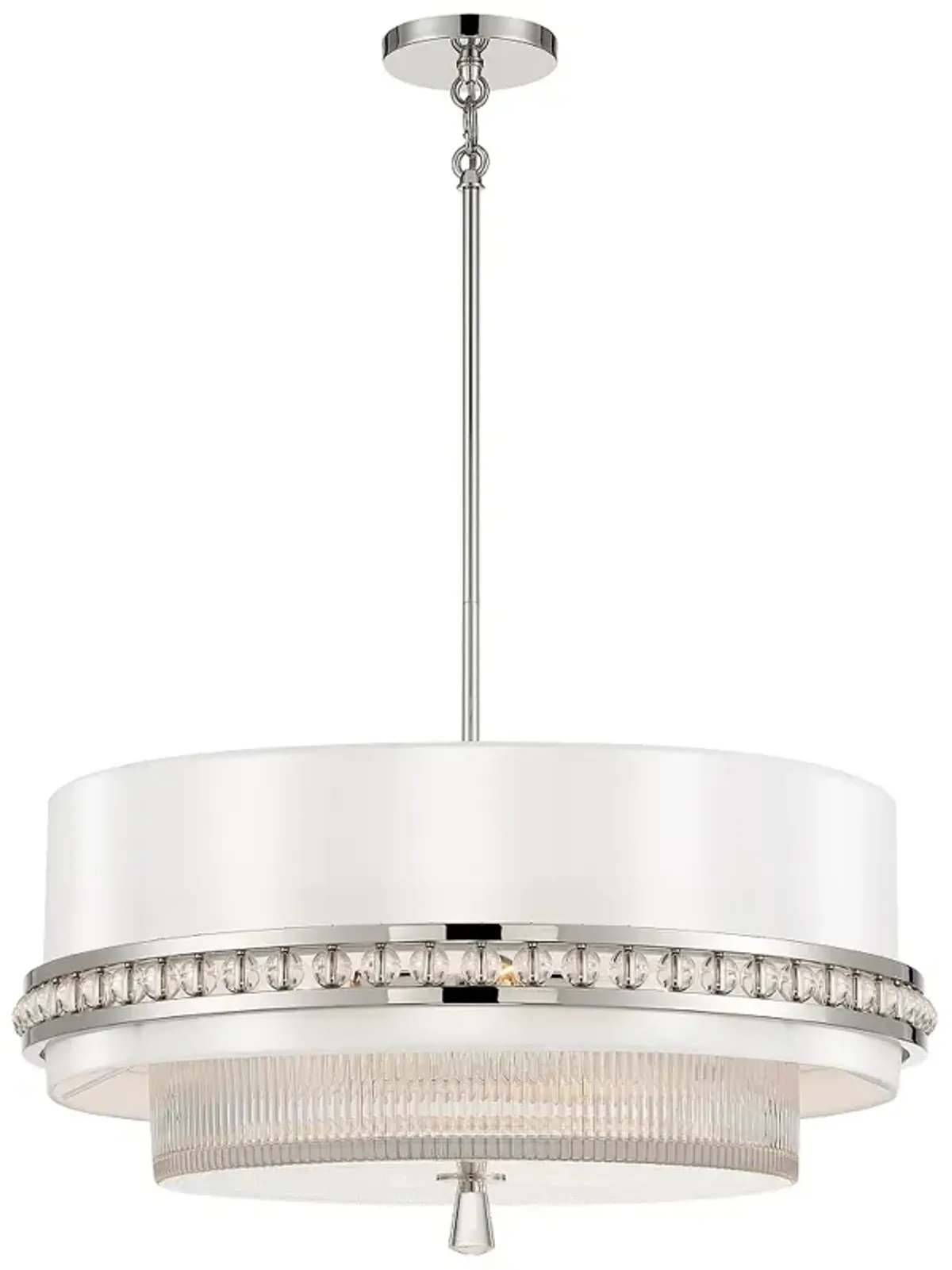 Metropolitan Sutton 4-Light 24.38-in Polish Nickel Pendant with Silk Shade