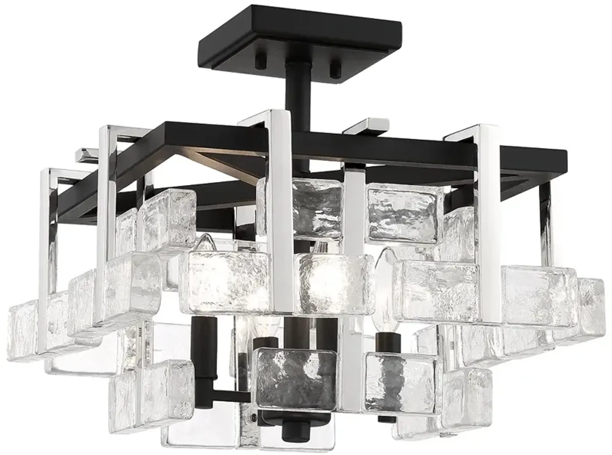 Metropolitan Painesdale 4-Light 16.25-in Black and Polish Nickel Semi-Flush