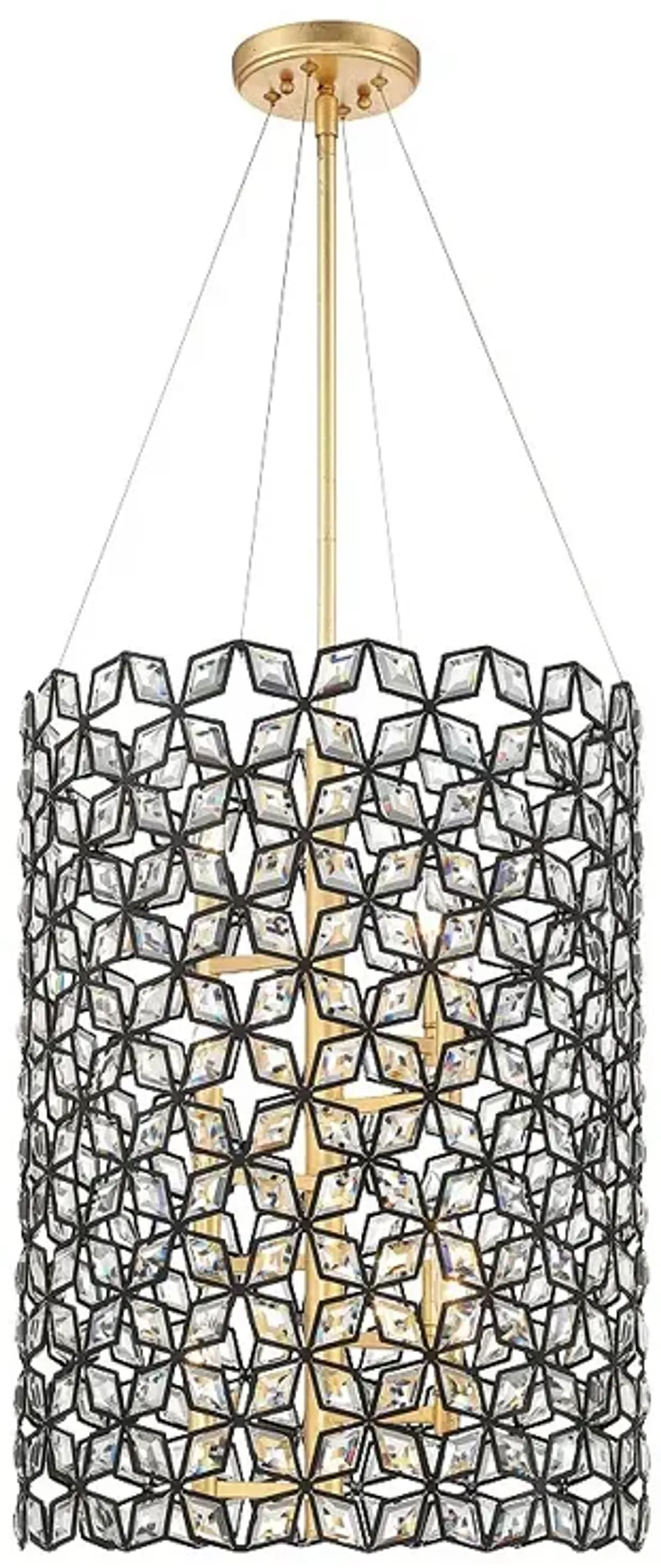 Metropolitan Brookcrest 8-Light 20-in Sand Coal Black and Gold Leaf Pendant