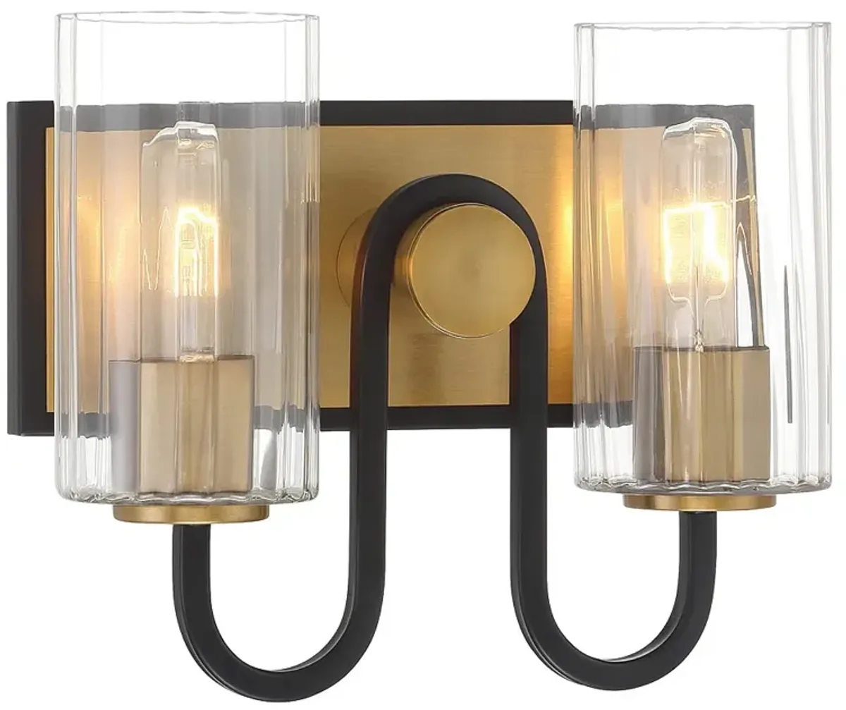 Minka Lavery Orla 2-Light 12-in Legacy Brass and Black Indoor Vanity Light