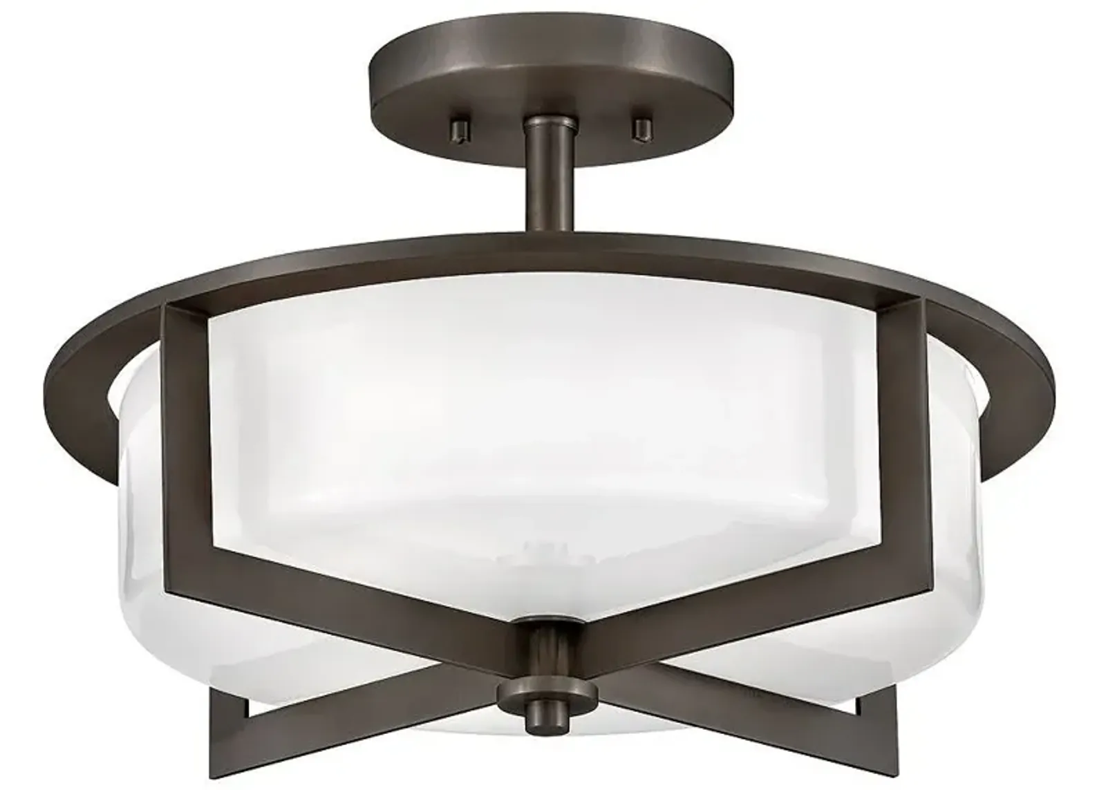 Hinkley Baxley 15 1/4" Black Oxide White Glass Ceiling Light