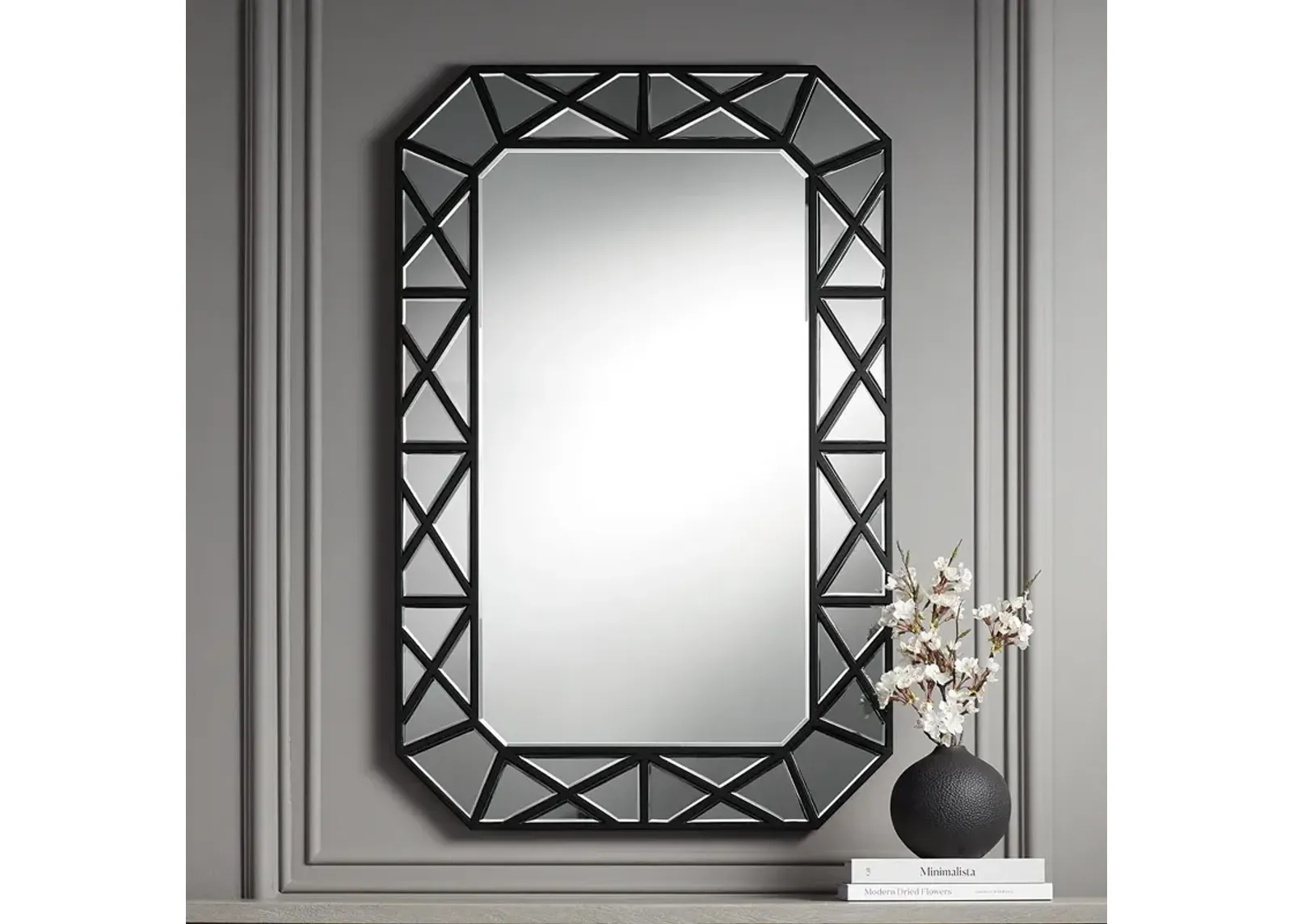 Allamande Matte Black 26" x 40" Rectangular Wall Mirror