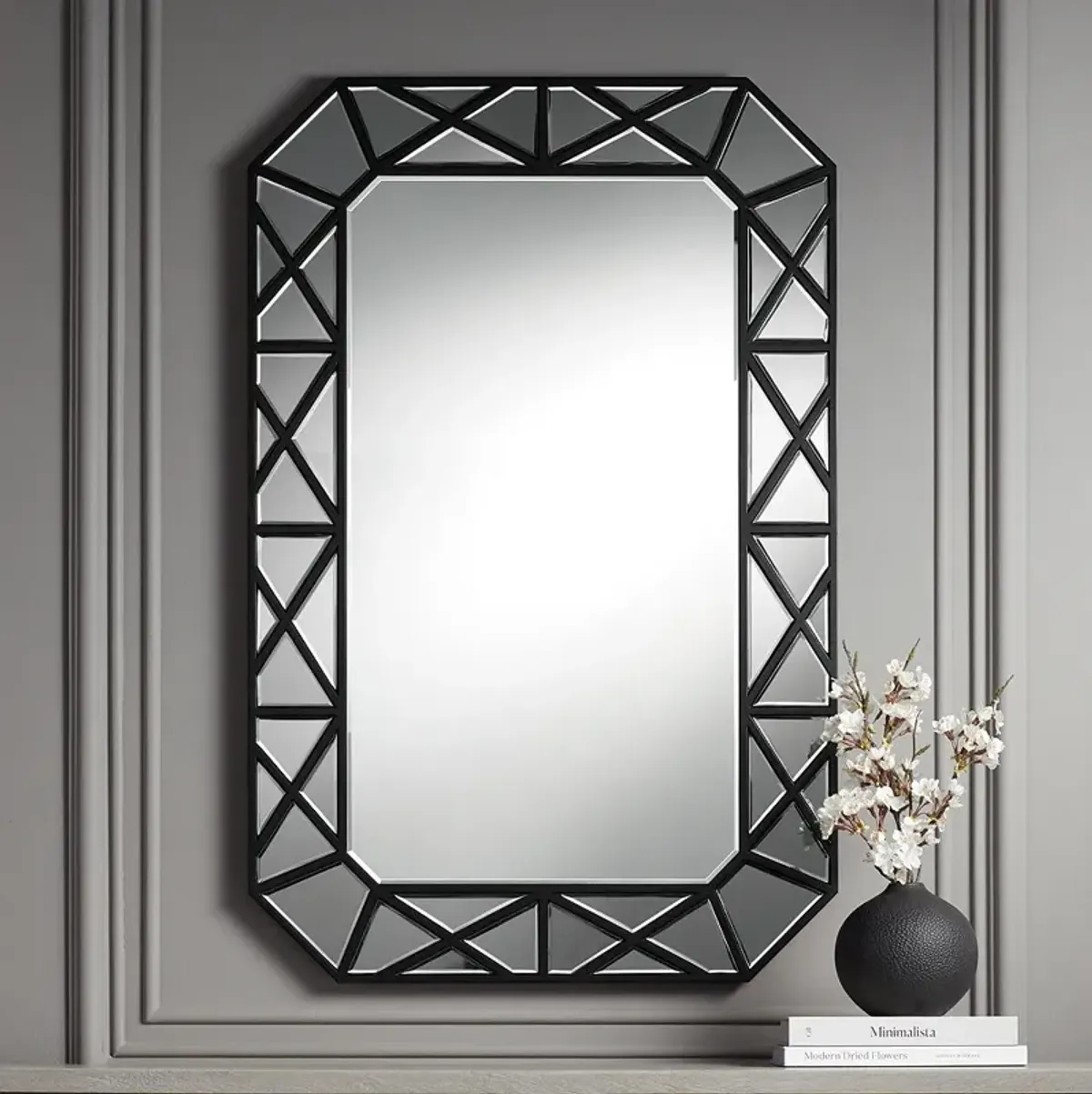 Allamande Matte Black 26" x 40" Rectangular Wall Mirror