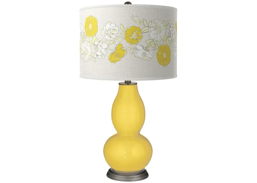 Color Plus Double Gourd 29 1/2" Rose Bouquet Lemon Zest Yellow Lamp