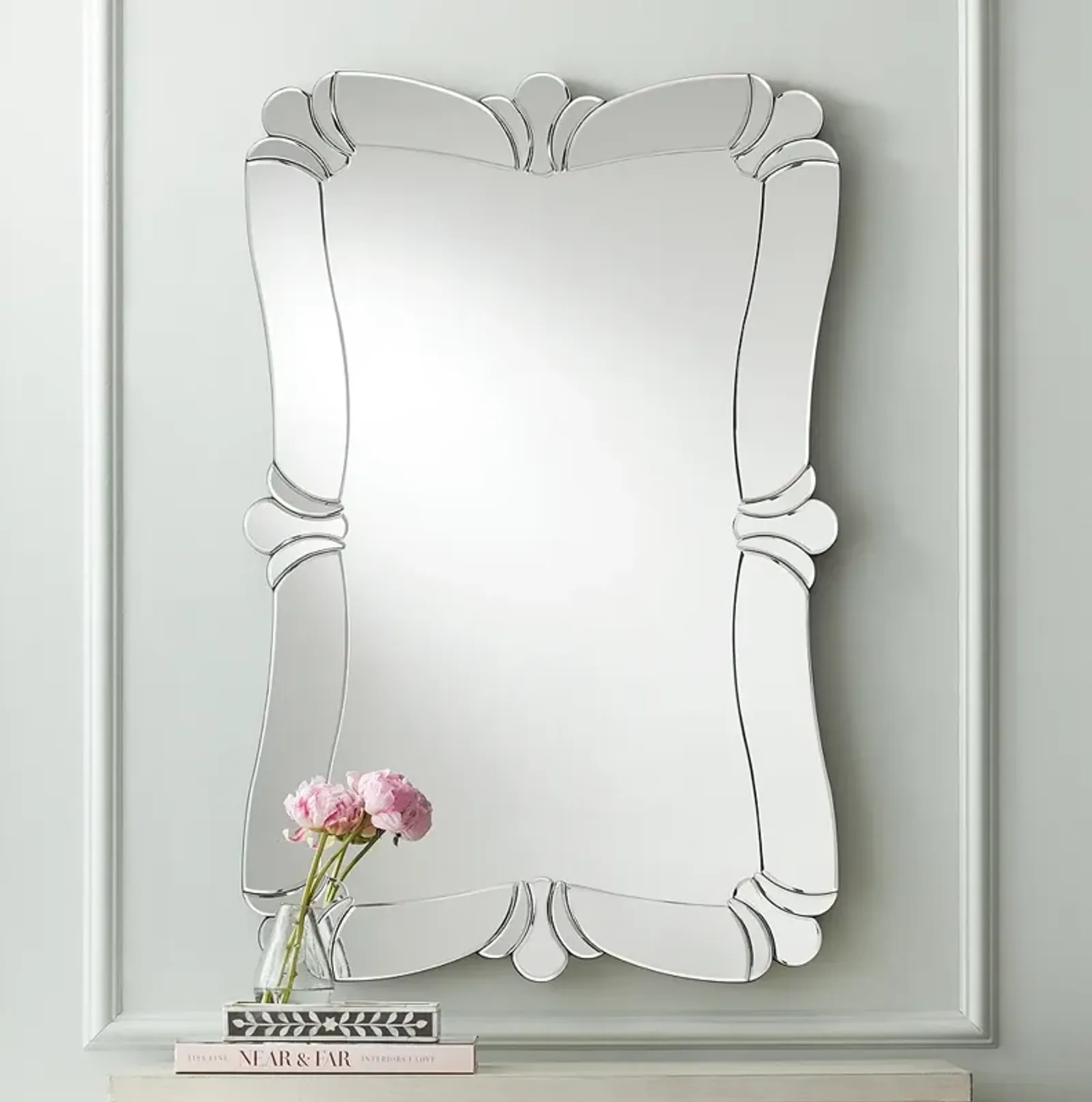 Possini Euro Fabrina Silver 26" x 40" Rectangular Wall Mirror