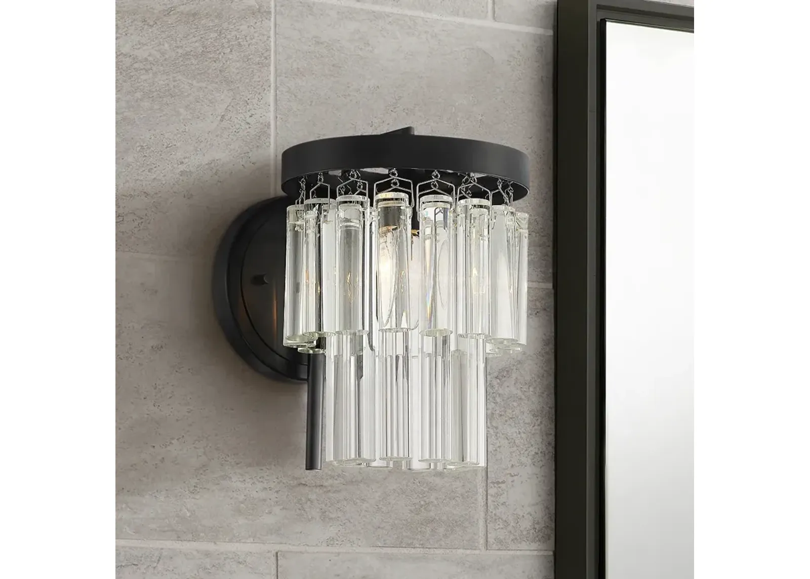 Stiffel Handry 10 1/2" High Black and Clear Glass Wall Sconce