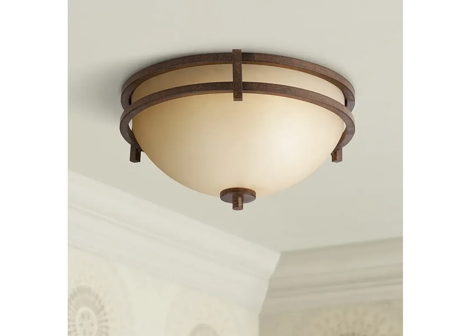 Franklin Iron Oak Valley Collection 15" Wide Scavo Glass Ceiling Light