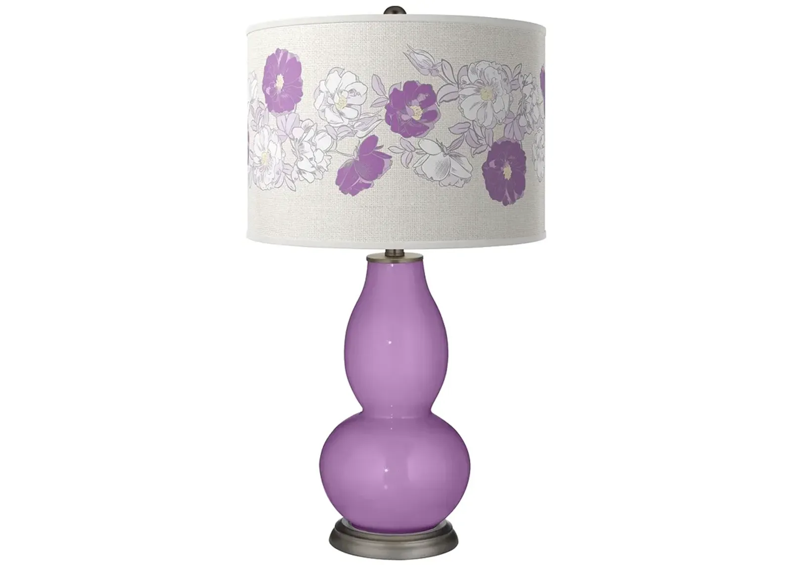 Color Plus Double Gourd 29 1/2" Rose Bouquet African Violet Table Lamp