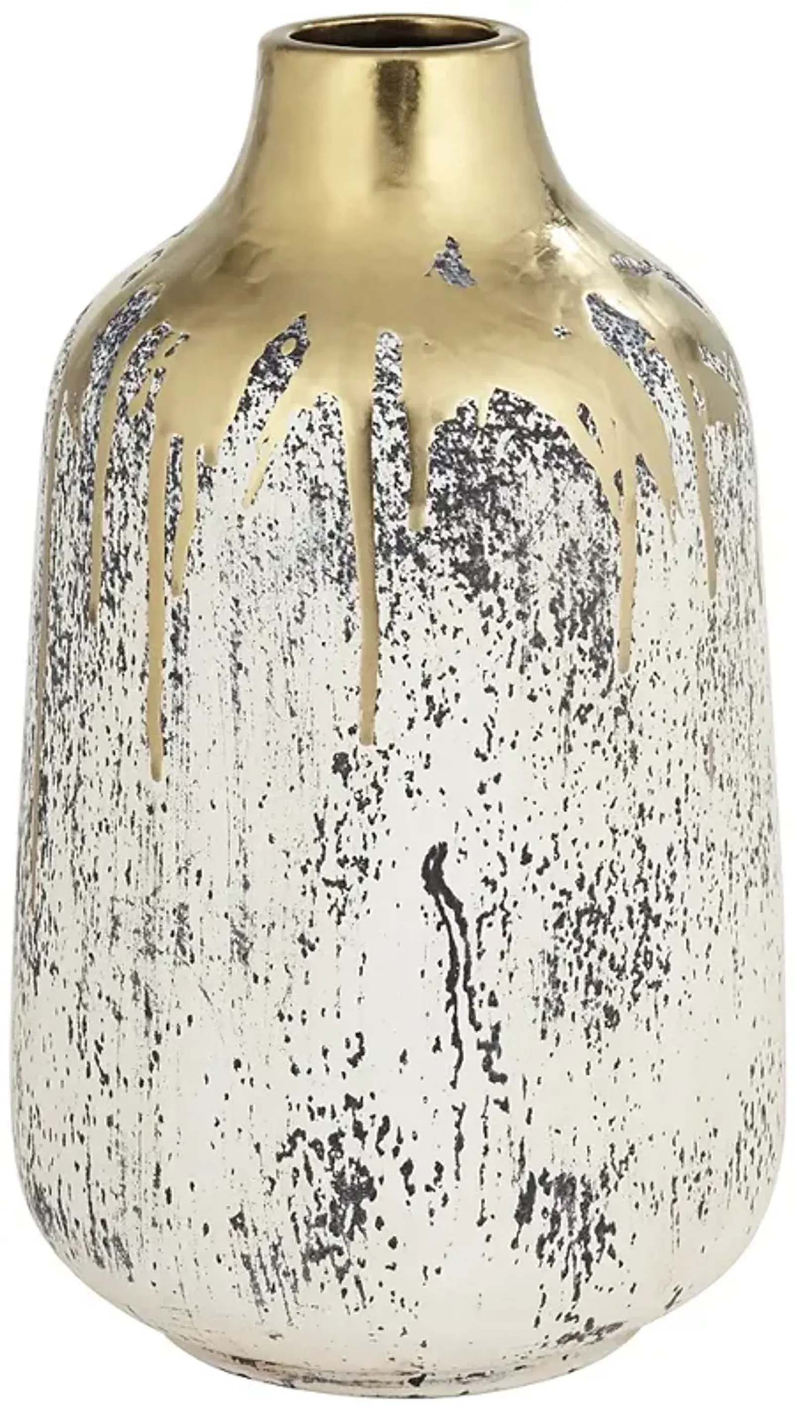 Brisbane 11 1/2" High Matte Gold and Gray Decorative Vase