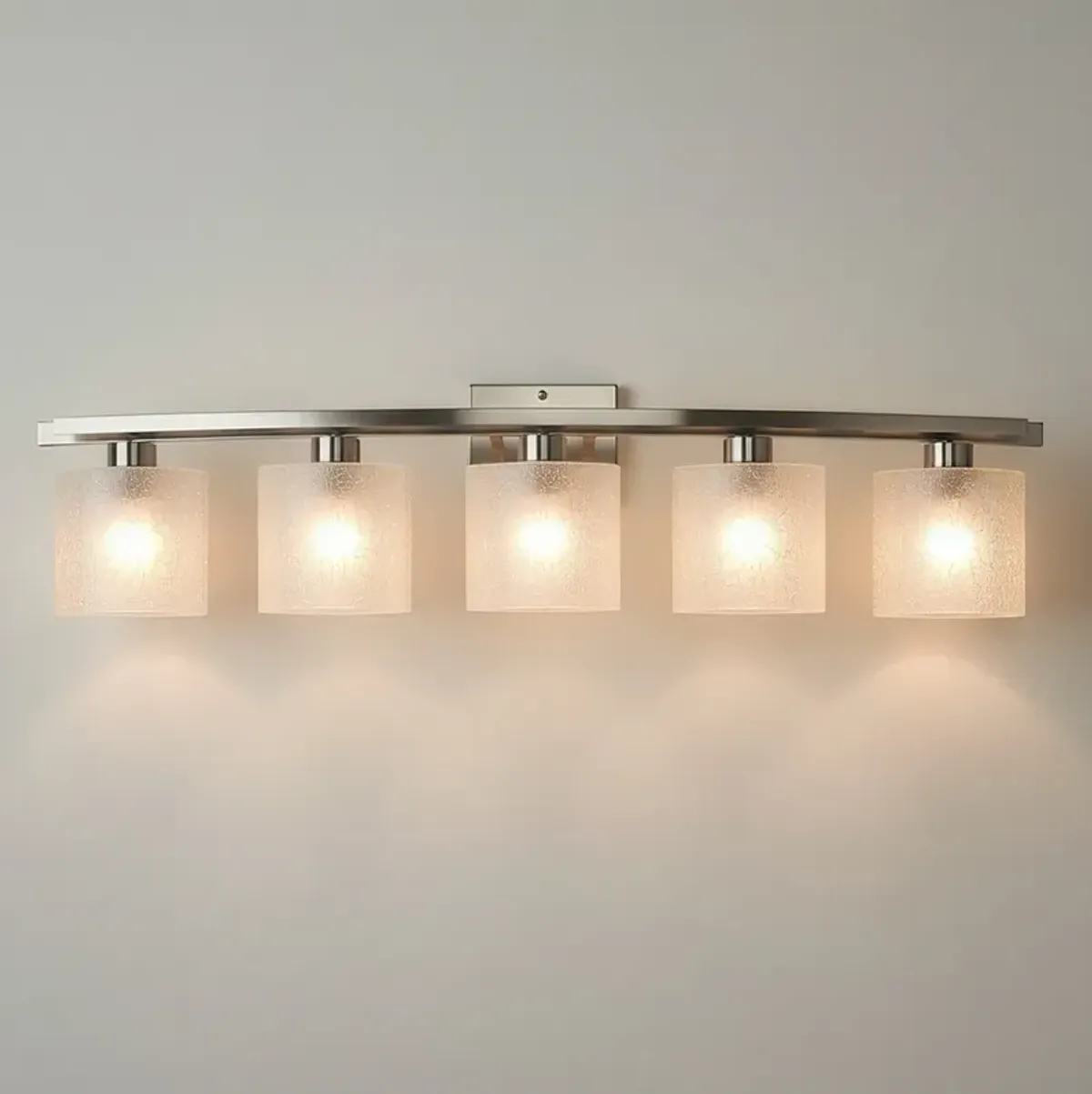 Possini Euro Linen Glass 40 1/2"W  Brushed Nickel 5-Light Bath Light