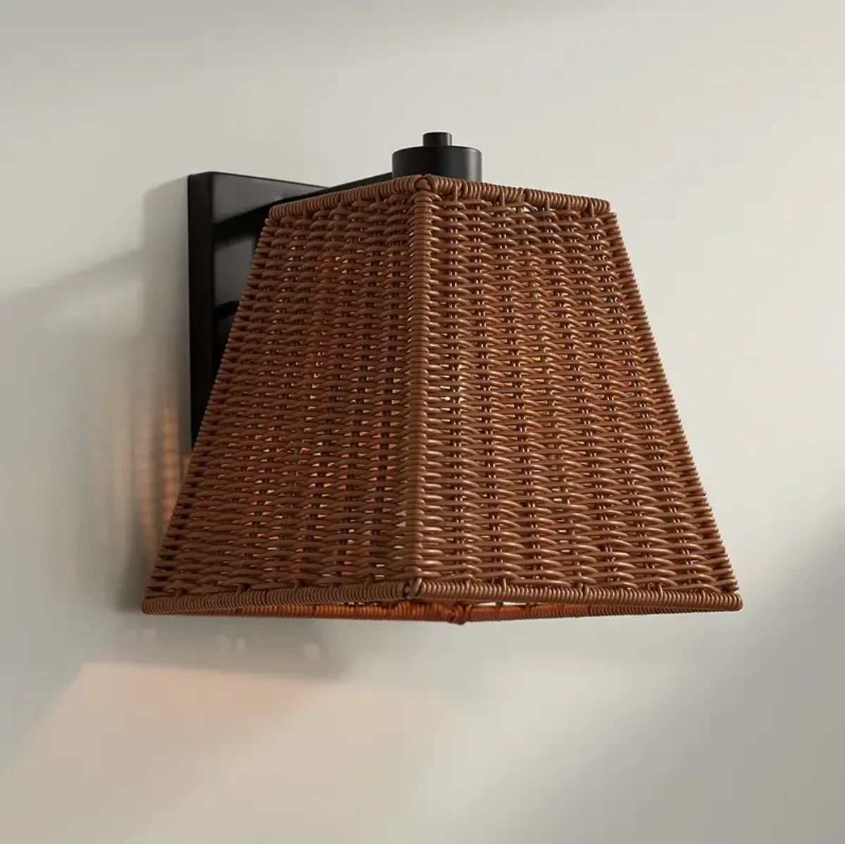 Weaver 10 3/4" High Brown Faux Rattan Wall Light
