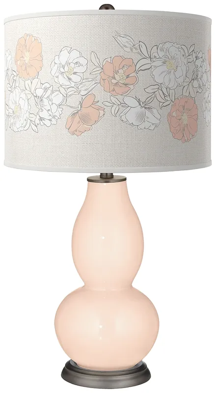 Color Plus Double Gourd 29 1/2" Rose Bouquet Linen Color Lamp