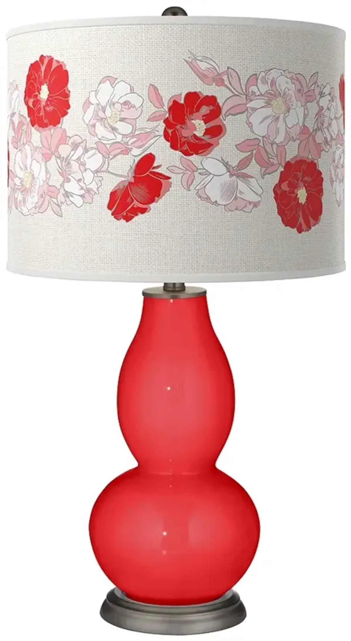 Poppy Red Rose Bouquet Double Gourd Table Lamp