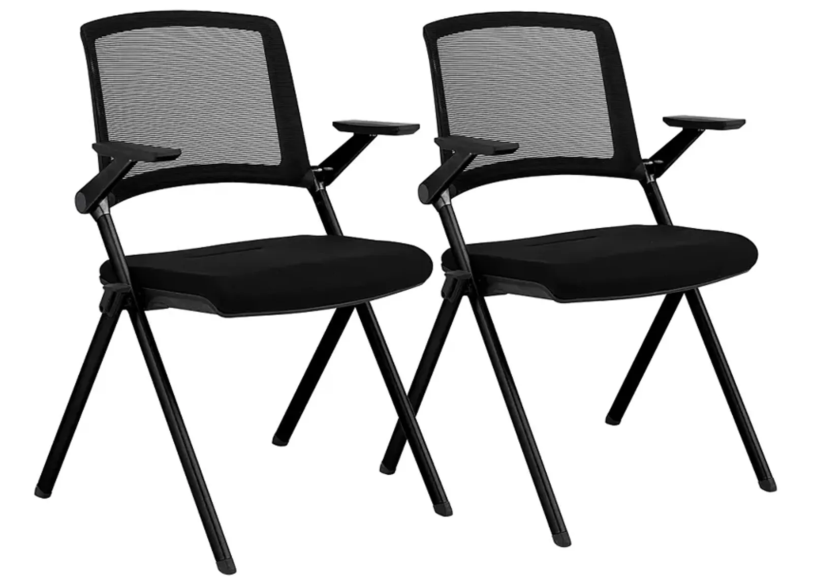 Hilma Black Foldable Stacking Visitor Chairs Set of 2