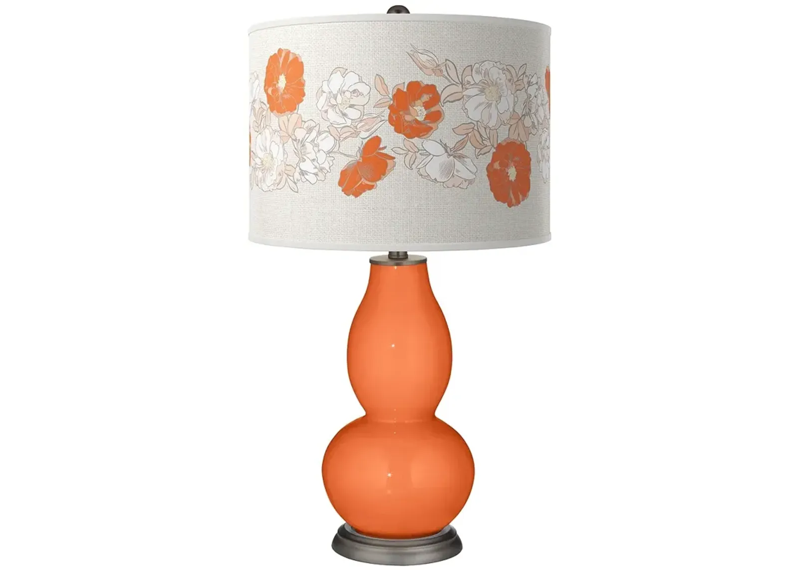 Color Plus Double Gourd 29 1/2" Rose Bouquet Nectarine Orange Lamp