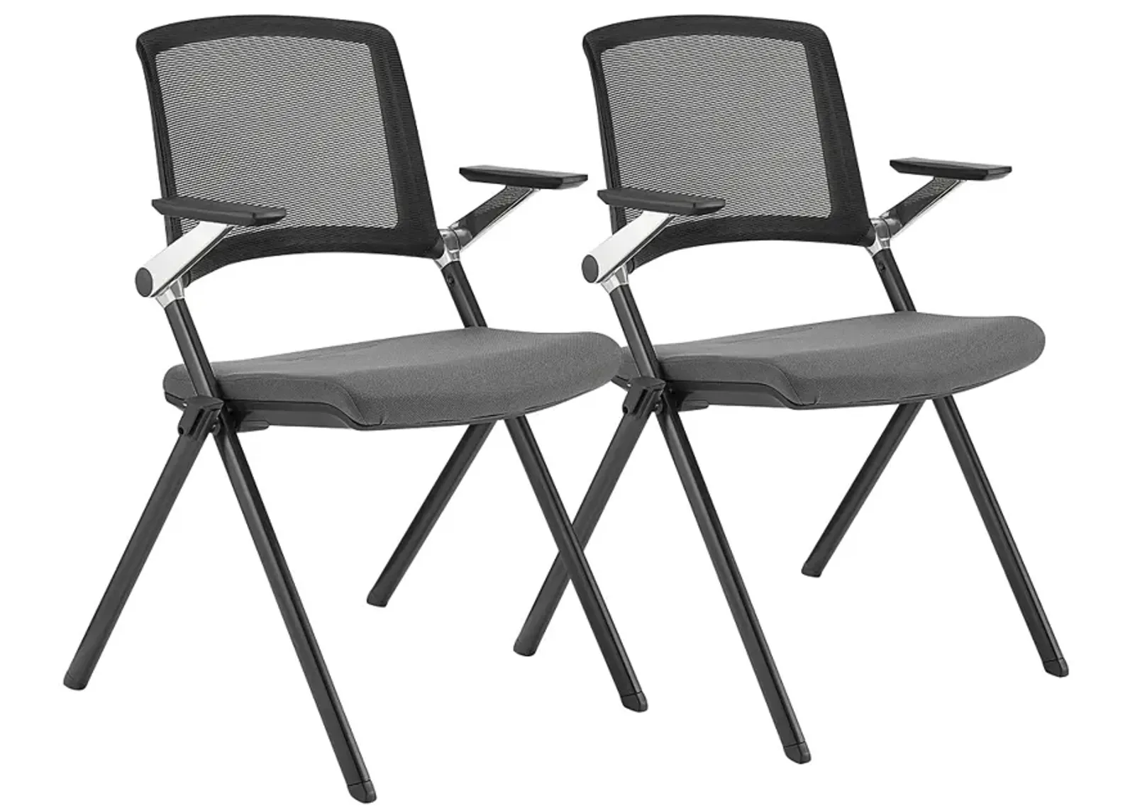 Hilma Gray Foldable Stacking Visitor Chairs Set of 2