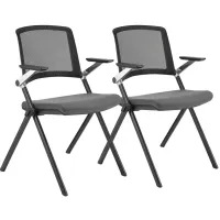 Hilma Gray Foldable Stacking Visitor Chairs Set of 2