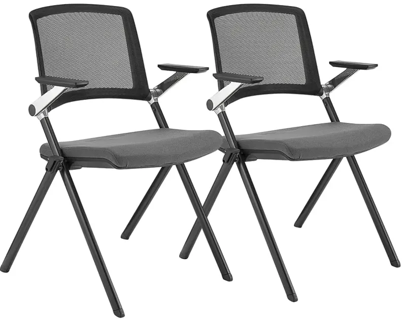 Hilma Gray Foldable Stacking Visitor Chairs Set of 2