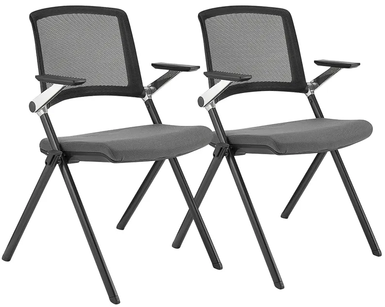 Hilma Gray Foldable Stacking Visitor Chairs Set of 2