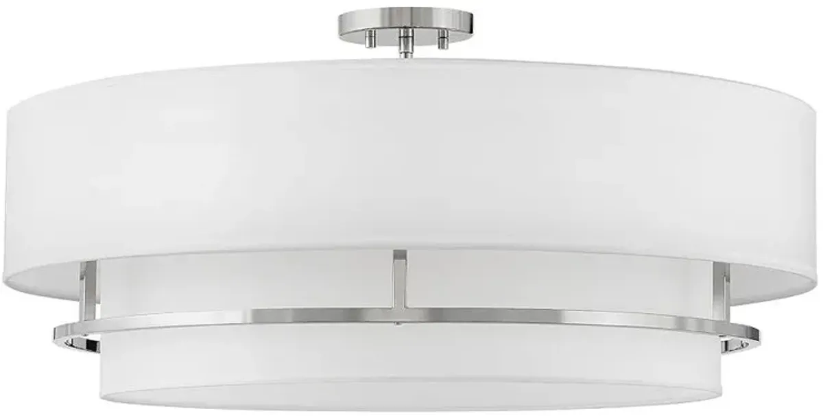 Hinkley Graham 30" Wide Nickel and White Glass Ceiling Light