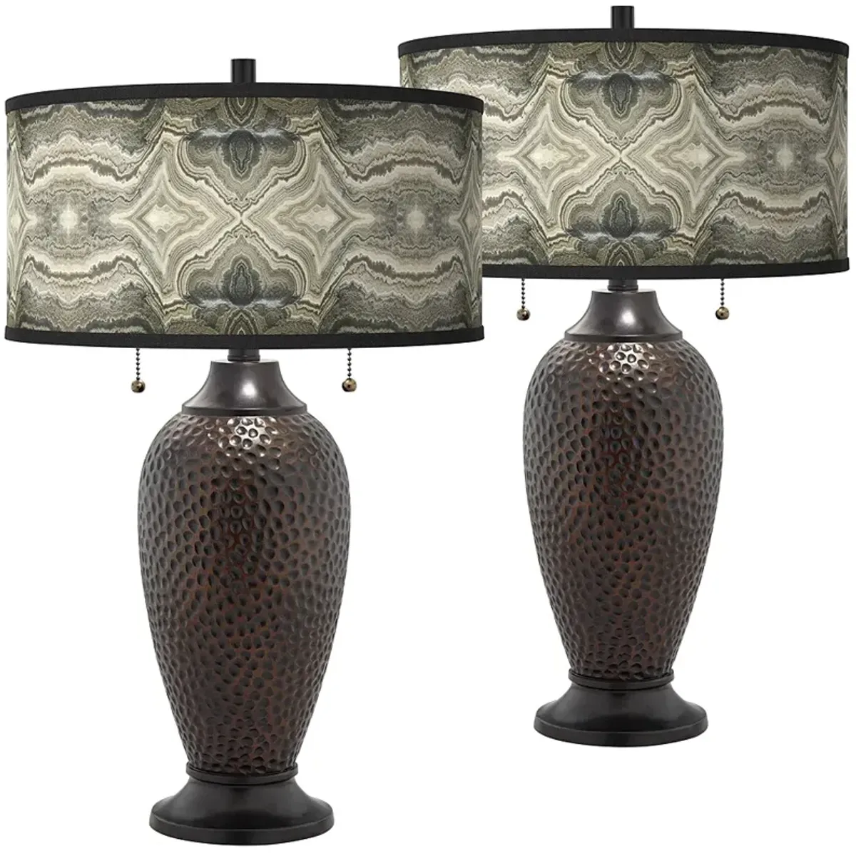 Giclee Glow Zoey 24 1/2" Sprouting Marble Bronze Table Lamps Set of 2