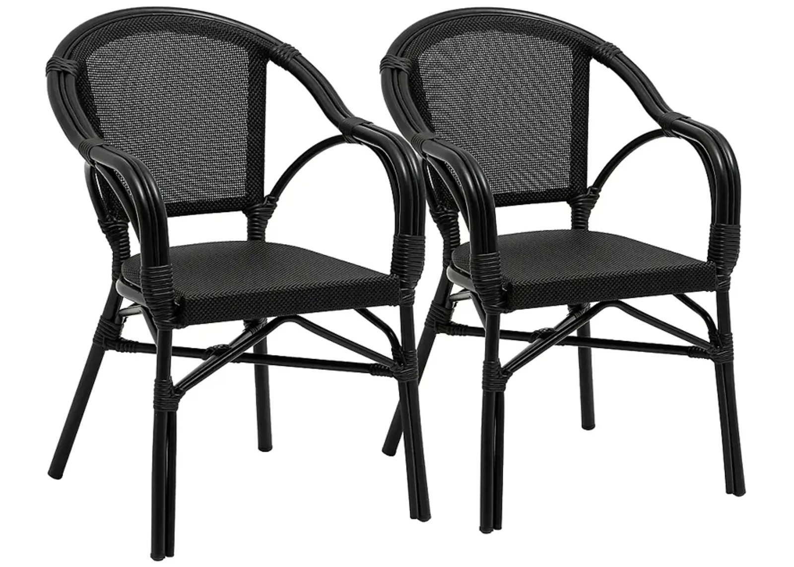 Ivan Black Outdoor Stacking Armchairs Set of 2